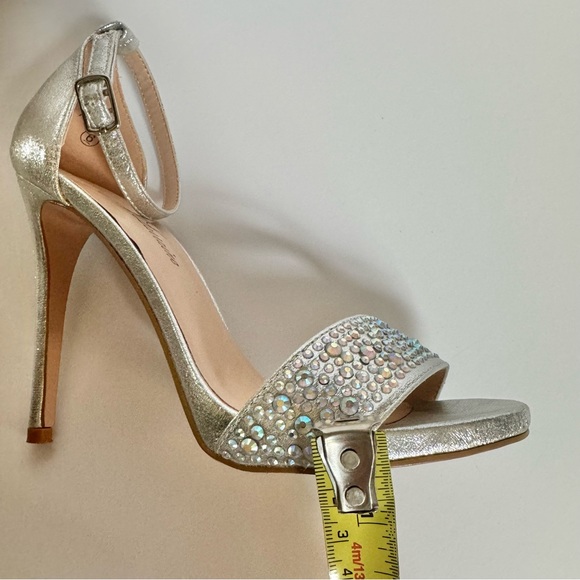 Silver heels with ankle strap and bling - Picture 7 of 7